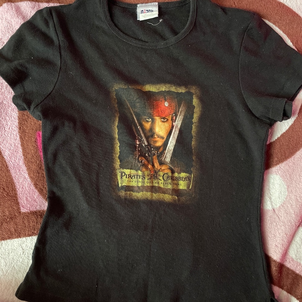 vintage Pirates of the Caribbean, the curse of the black pearl baby tee